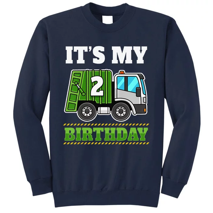 Funny 2 Years Old Garbage Truck 2nd Birthday Party Tall Sweatshirt