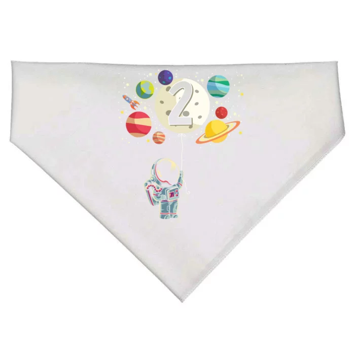 Funny 2 Years Old Birthday Boy Gift Astronaut 2nd Birthday Gift 1 USA-Made Doggie Bandana