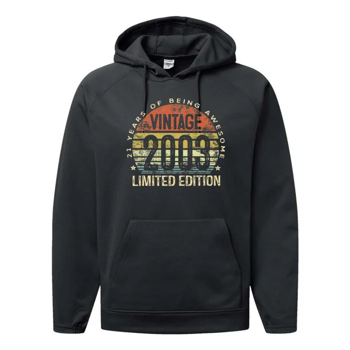 Funny 21 Year Old Gifts Vintage 2003 Limited Edition 21st Birthday Performance Fleece Hoodie