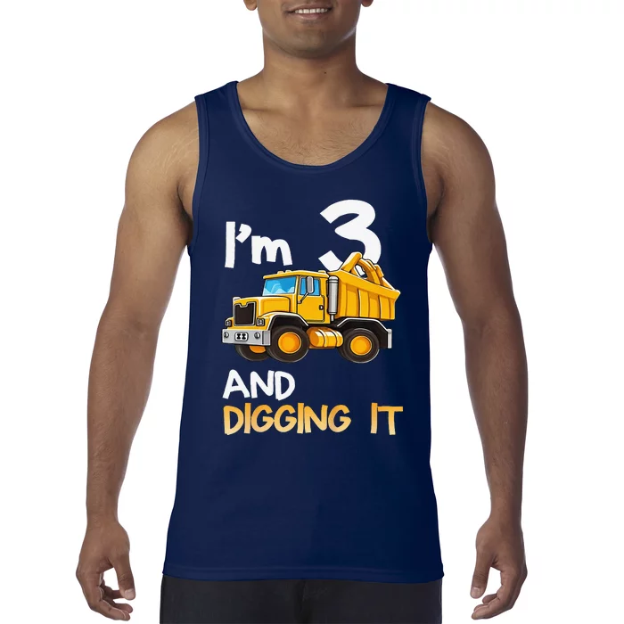 Funny 3th Birthday Construction Three 3yr Old Tank Top