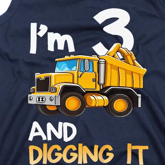 Funny 3th Birthday Construction Three 3yr Old Tank Top