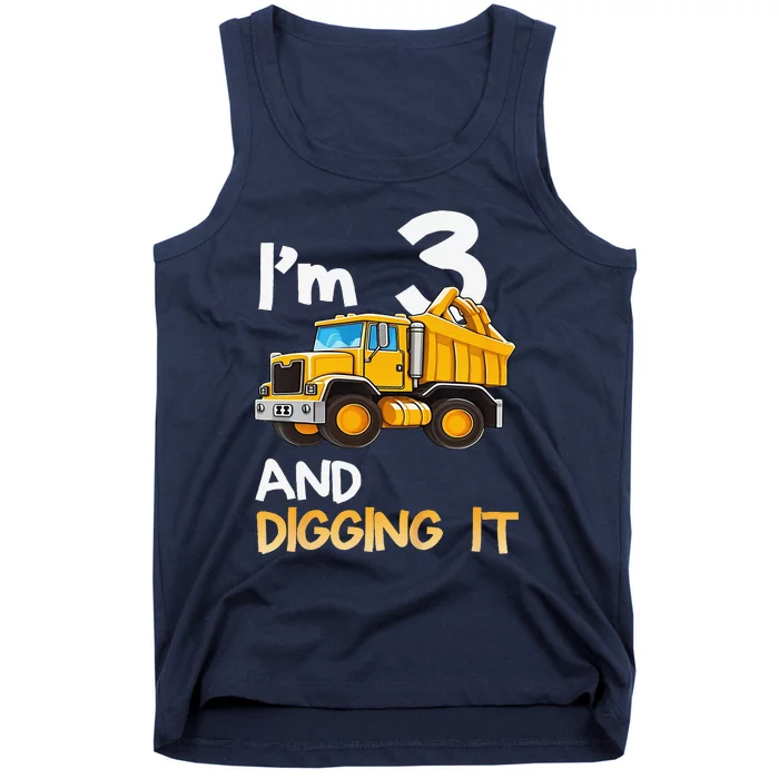 Funny 3th Birthday Construction Three 3yr Old Tank Top