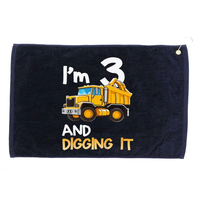 Funny 3th Birthday Construction Three 3yr Old Grommeted Golf Towel