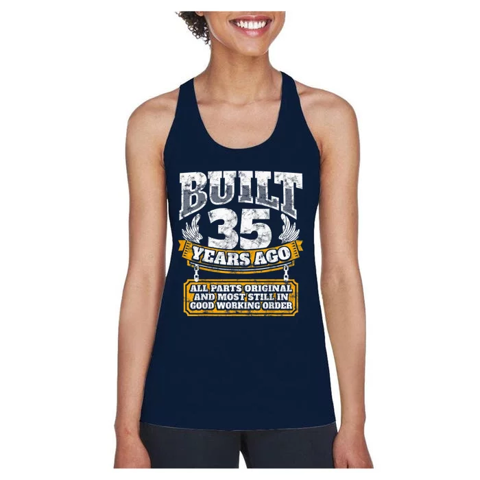 Funny 35th Birthday Shirt B-Day Gift Saying Age 35 Year Joke Women's Racerback Tank