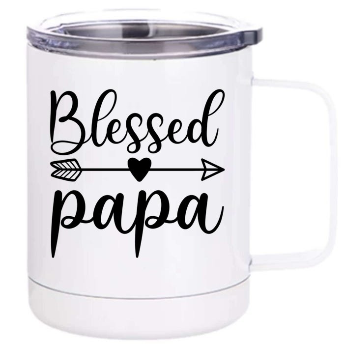 Family 365 Blessed Papa Tee Blessed Father Dad Top Cool Gift Front & Back 12oz Stainless Steel Tumbler Cup