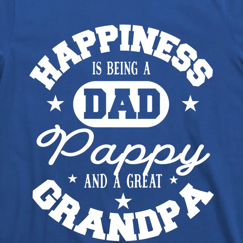 Family 365 Happiness Is Being A Dad Pappy And Great Grandpa Cool Gift T-Shirt