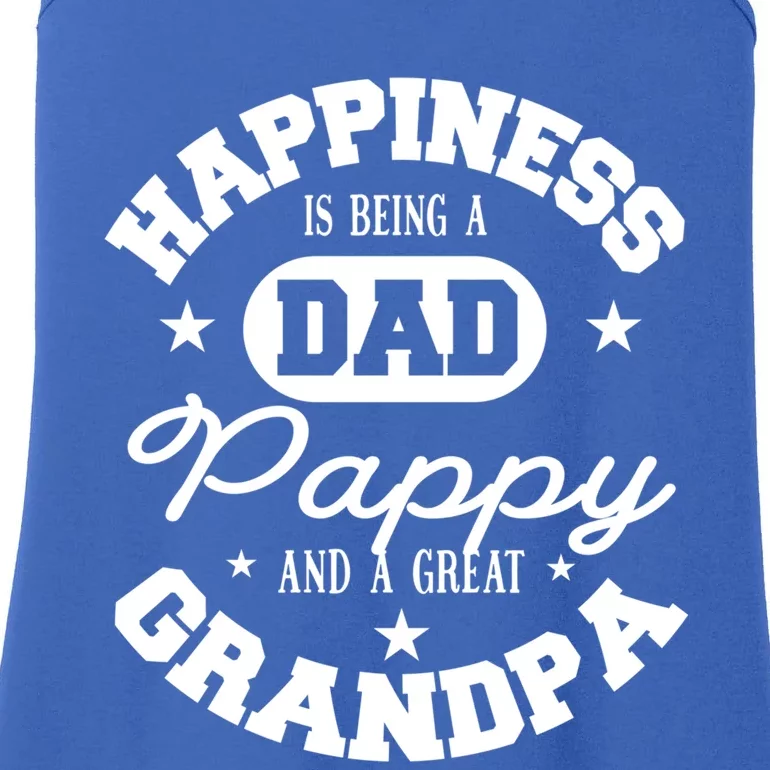 Family 365 Happiness Is Being A Dad Pappy And Great Grandpa Cool Gift Ladies Essential Tank