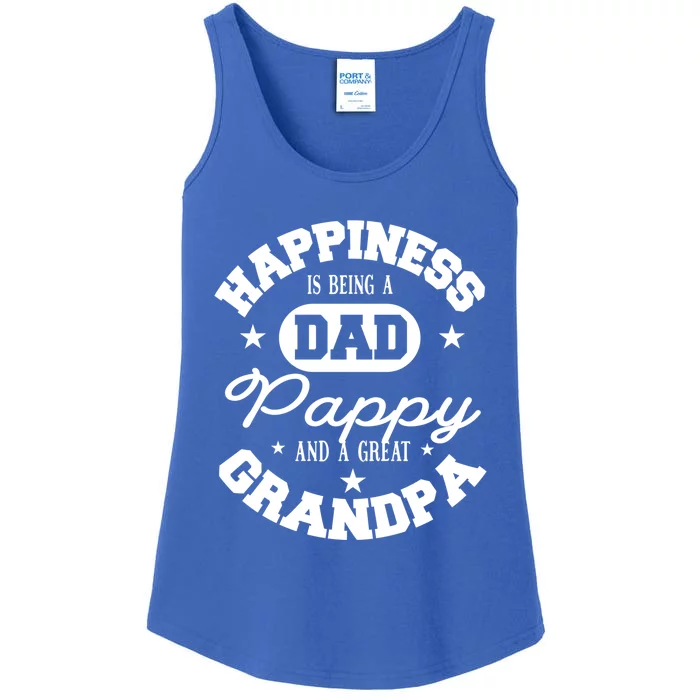 Family 365 Happiness Is Being A Dad Pappy And Great Grandpa Cool Gift Ladies Essential Tank