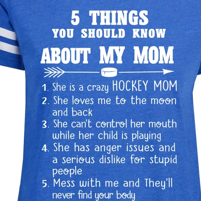 Family 365 Hockey Mom Tee Things About My Hockey Mom Funny Gift Enza Ladies Jersey Football T-Shirt