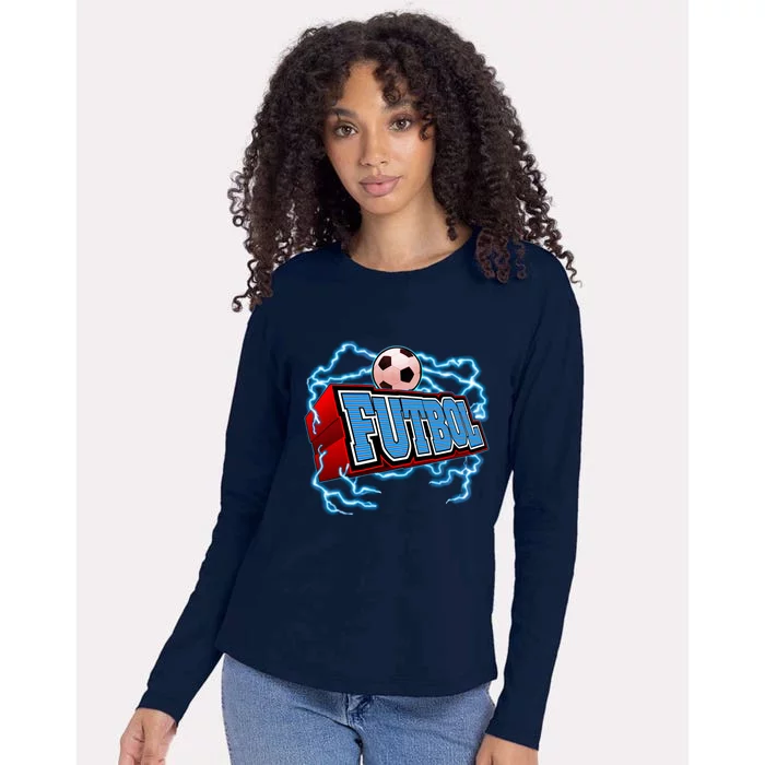 Futbol 3D Logo Womens Cotton Relaxed Long Sleeve T-Shirt