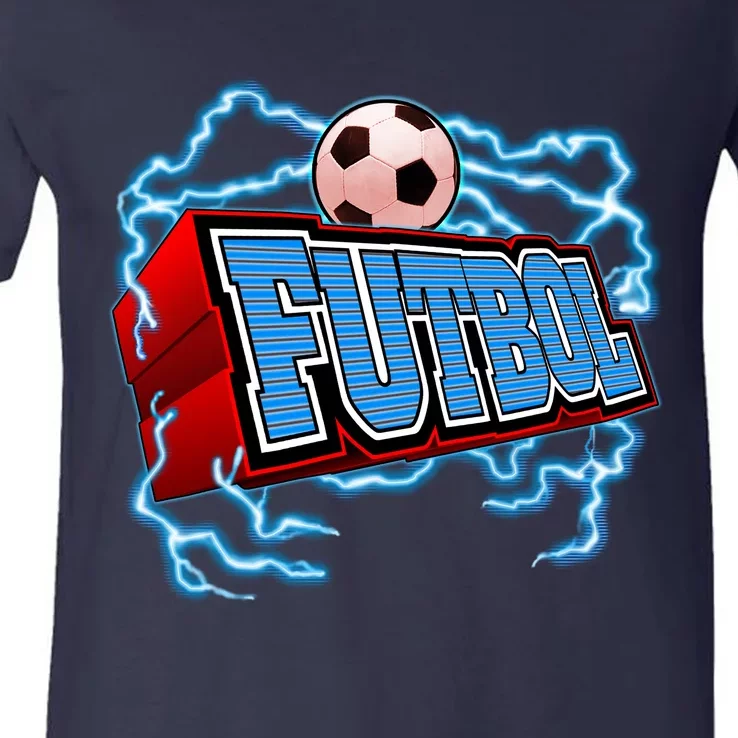 Futbol 3D Logo V-Neck T-Shirt