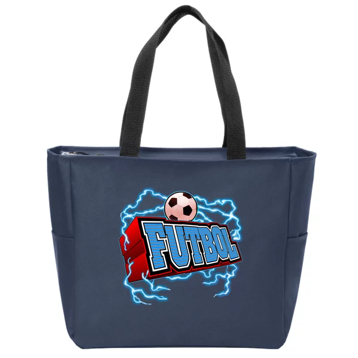 Futbol 3D Logo Zip Tote Bag