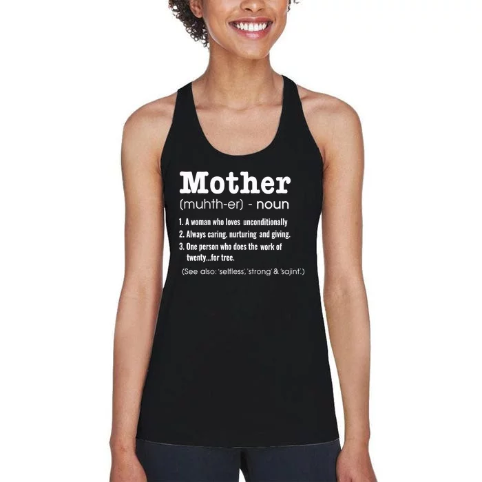 FAMILY 365 Mother Definition Tee Mother's Day Gift Women's Racerback Tank