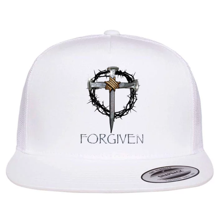 Forgiven  3 Nails crown of thorns Flat Bill Trucker Hat