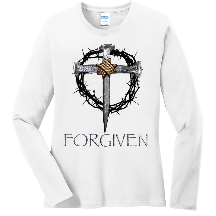 Forgiven  3 Nails crown of thorns Ladies Long Sleeve Shirt