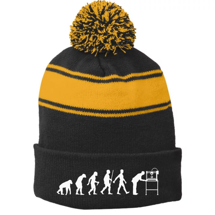 Funny 3D Printer Designs Men Women 3D Printing Evolution Stripe Pom Pom Beanie