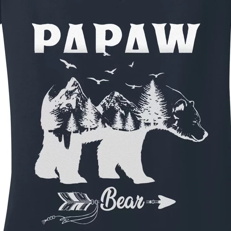 FAMILY 365 Papaw Bear Fathers Day Grandpa Gift Women's V-Neck T-Shirt