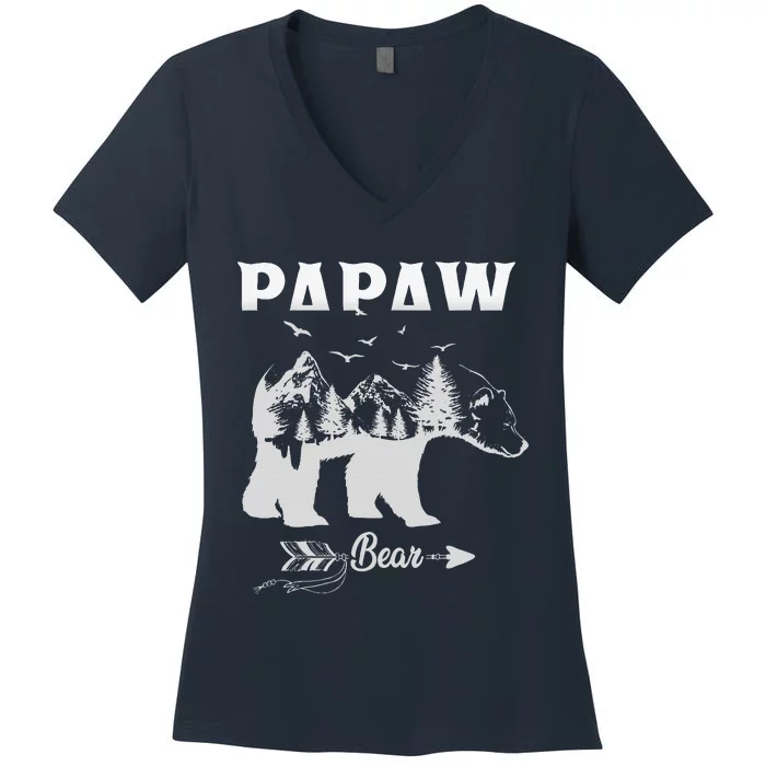 FAMILY 365 Papaw Bear Fathers Day Grandpa Gift Women's V-Neck T-Shirt