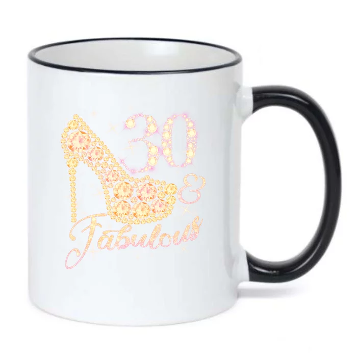 Fabulous & 30 Sparkly Heel 30th Birthday Black Color Changing Mug