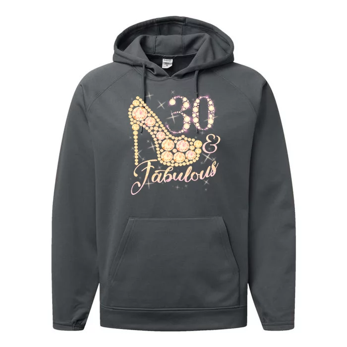 Fabulous & 30 Sparkly Heel 30th Birthday Performance Fleece Hoodie