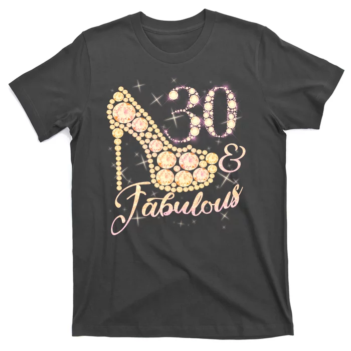 Fabulous & 30 Sparkly Heel 30th Birthday T-Shirt