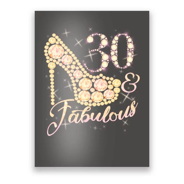 Fabulous & 30 Sparkly Heel 30th Birthday Poster