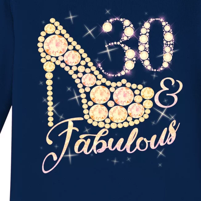 Fabulous & 30 Sparkly Heel 30th Birthday Baby Long Sleeve Bodysuit