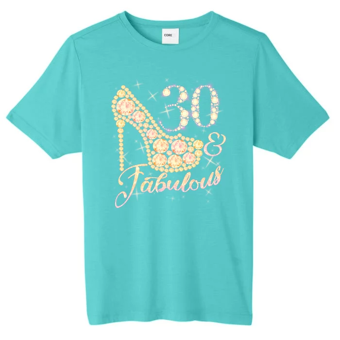 Fabulous & 30 Sparkly Heel 30th Birthday ChromaSoft Performance T-Shirt