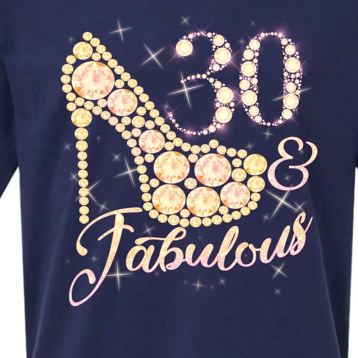 Fabulous & 30 Sparkly Heel 30th Birthday Sueded Cloud Jersey T-Shirt