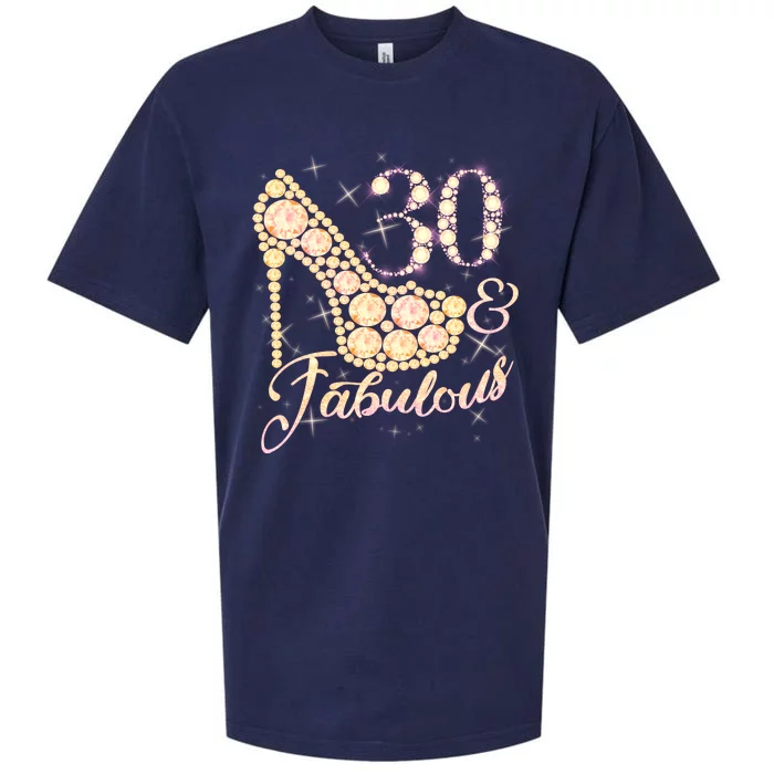 Fabulous & 30 Sparkly Heel 30th Birthday Sueded Cloud Jersey T-Shirt