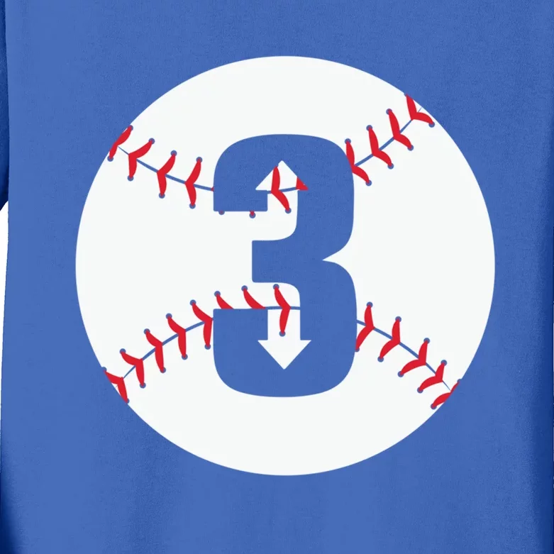 Funny 3 Up 3 Down Baseball Graphic Design Baseball Gift Kids Long Sleeve Shirt