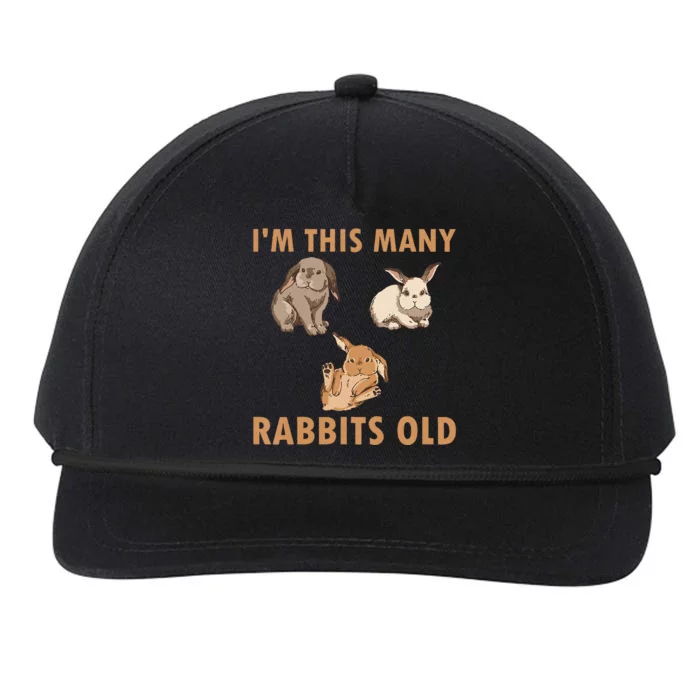 Funny 3 Year Old Bunny Rabbits Old 3rd Birthday Snapback Five-Panel Rope Hat