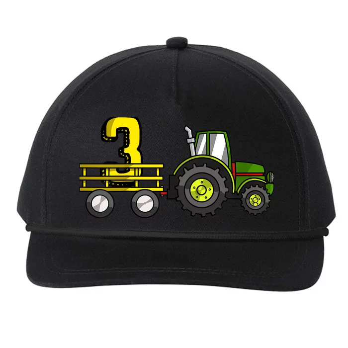 Farm 3 Year Old Barnyard Boy 3rd Birthday Tractor Snapback Five-Panel Rope Hat