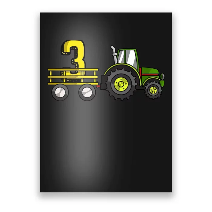 Farm 3 Year Old Barnyard Boy 3rd Birthday Tractor Poster