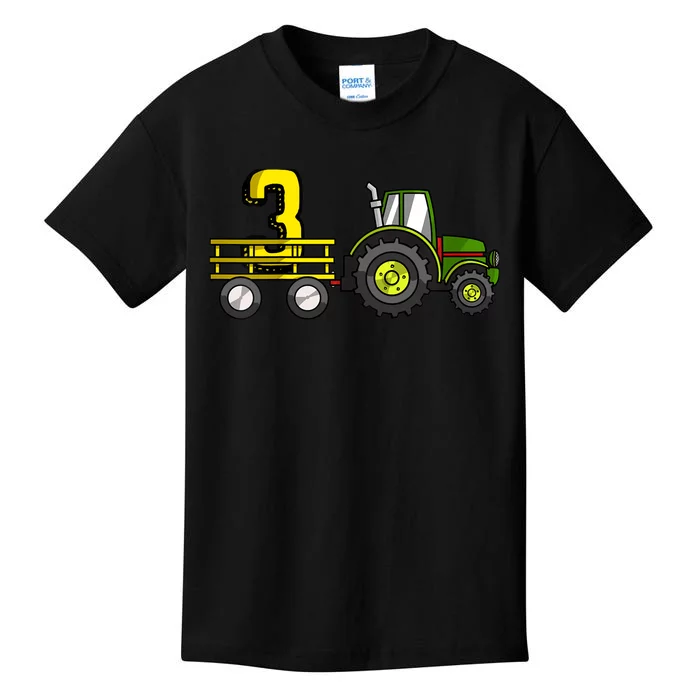 Farm 3 Year Old Barnyard Boy 3rd Birthday Tractor Kids T-Shirt