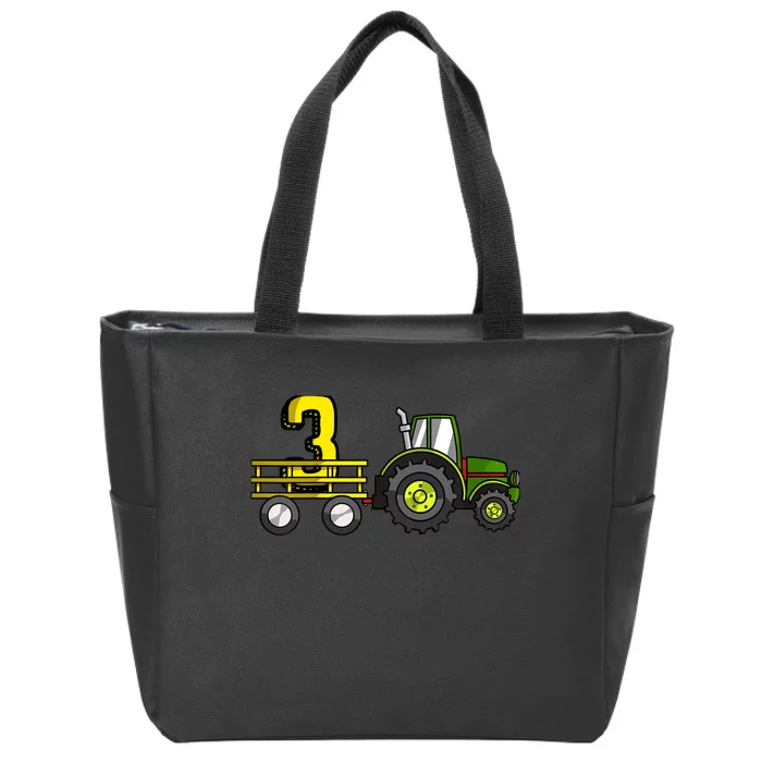 Farm 3 Year Old Barnyard Boy 3rd Birthday Tractor Zip Tote Bag