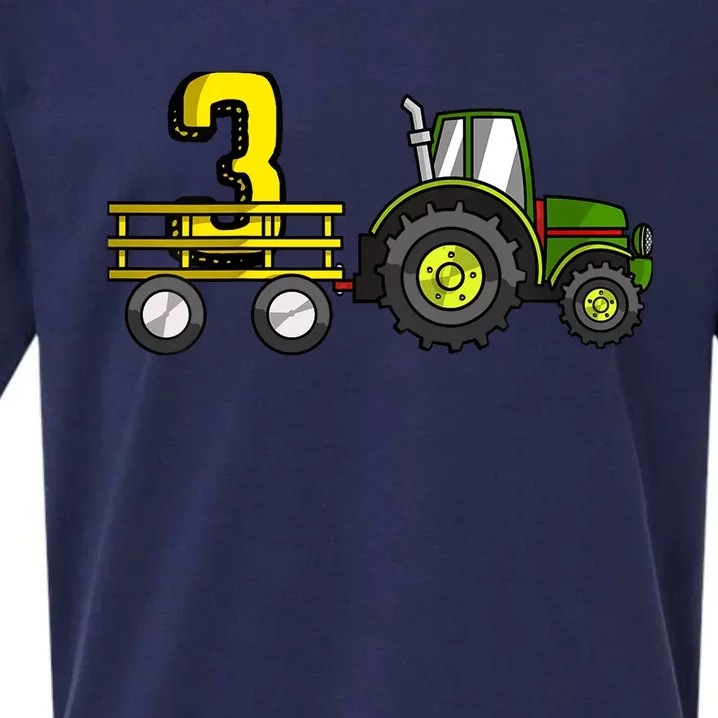 Farm 3 Year Old Barnyard Boy 3rd Birthday Tractor Sueded Cloud Jersey T-Shirt