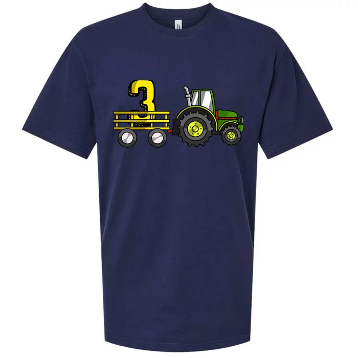 Farm 3 Year Old Barnyard Boy 3rd Birthday Tractor Sueded Cloud Jersey T-Shirt