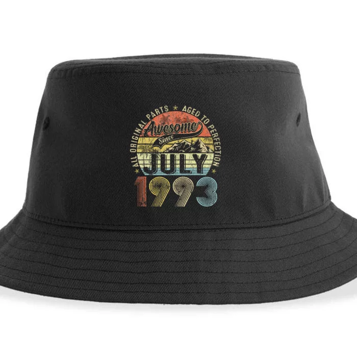 Funny 30 Year Old July 1993 Vintage Retro 30th Birthday Gift Sustainable Bucket Hat