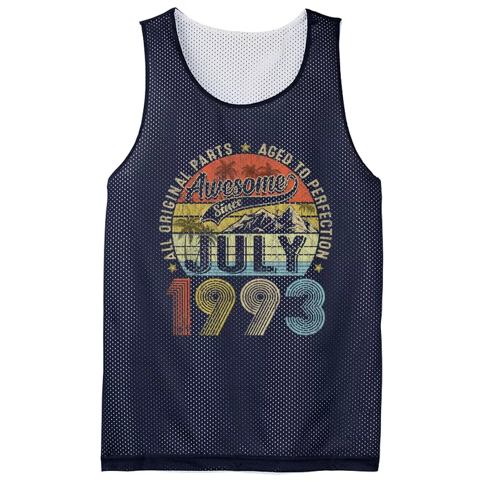 Funny 30 Year Old July 1993 Vintage Retro 30th Birthday Mesh Reversible Basketball Jersey Tank