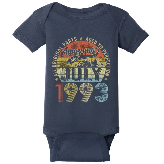 Funny 30 Year Old July 1993 Vintage Retro 30th Birthday Baby Bodysuit