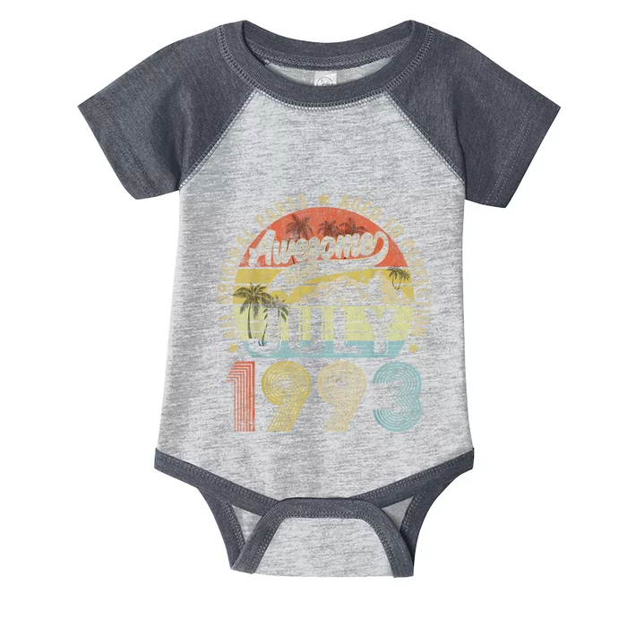 Funny 30 Year Old July 1993 Vintage Retro 30th Birthday Infant Baby Jersey Bodysuit