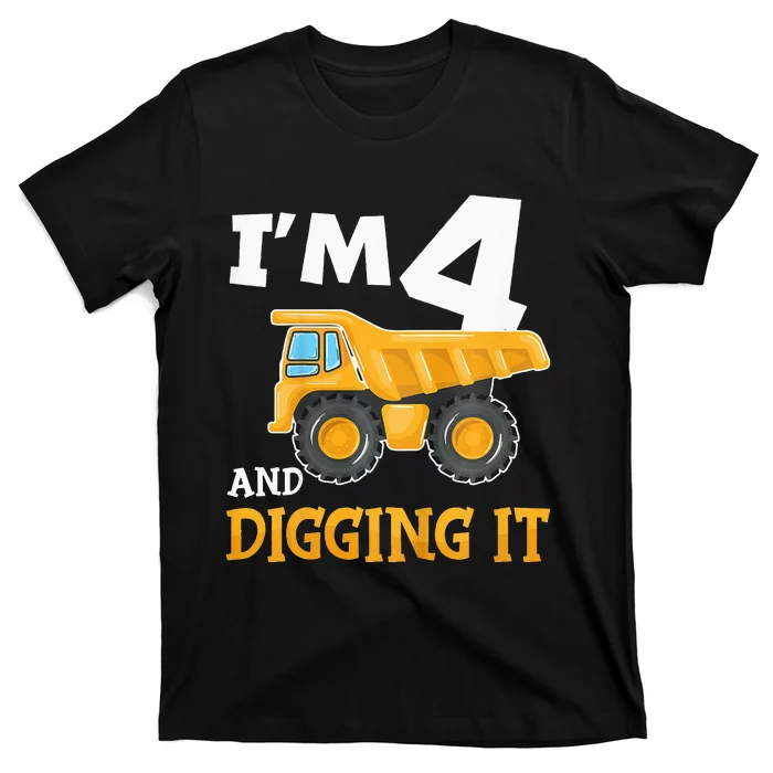 Four 4yr 4th Birthday Construction 4 Years Old T-Shirt