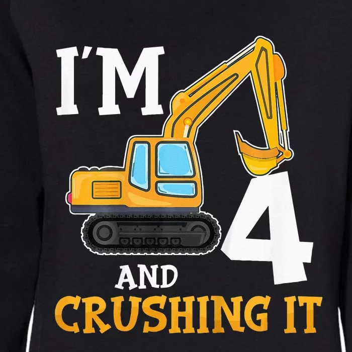 Four 4yr 4th Birthday Digger Construction 4 Years Old Womens California Wash Sweatshirt