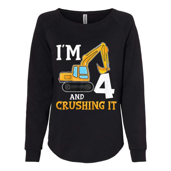 Four 4yr 4th Birthday Digger Construction 4 Years Old Womens California Wash Sweatshirt