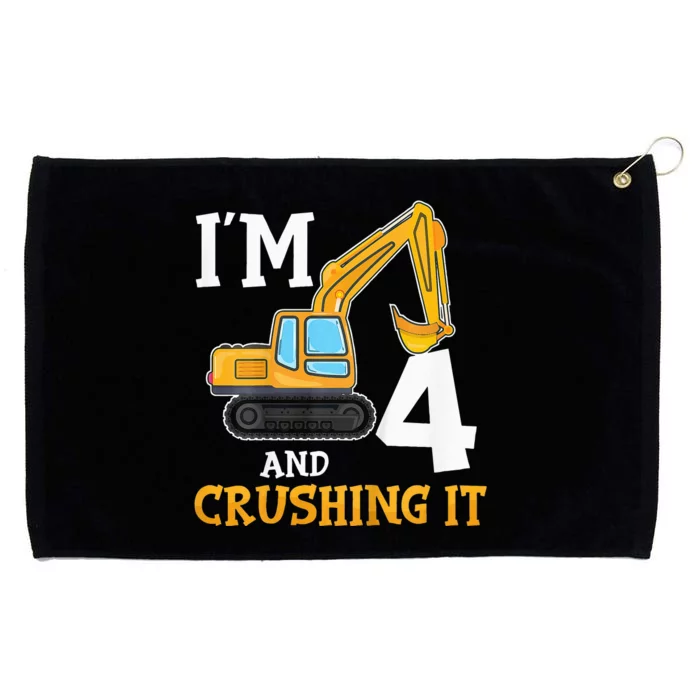 Four 4yr 4th Birthday Digger Construction 4 Years Old Grommeted Golf Towel