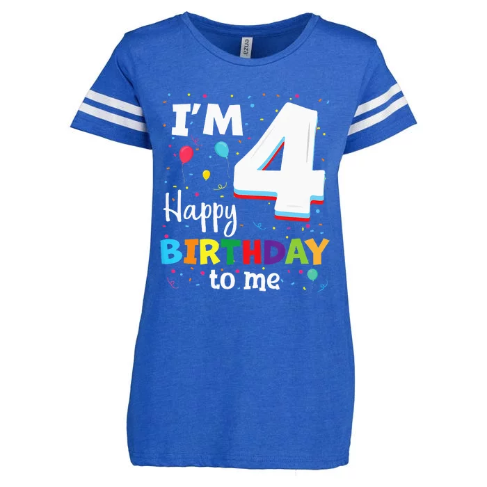 Four 4yr 4th Birthday Happy Birthday 4 Years Old Enza Ladies Jersey Football T-Shirt