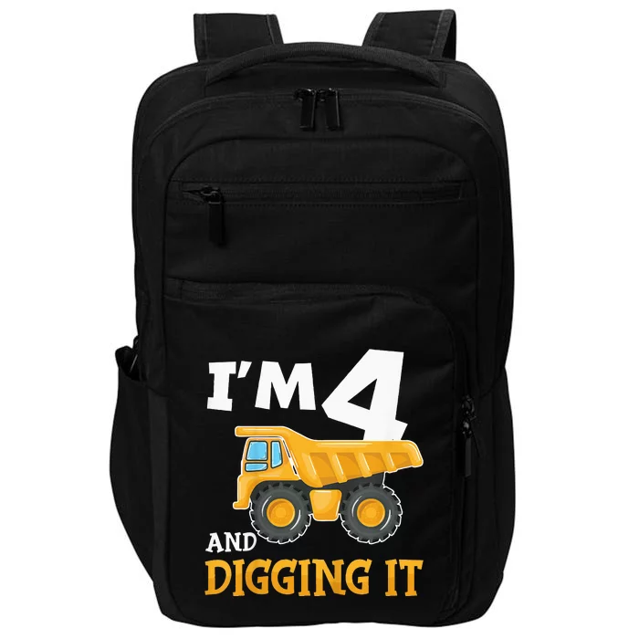 Four 4yr 4th Birthday Construction Boy 4 Years Old Impact Tech Backpack