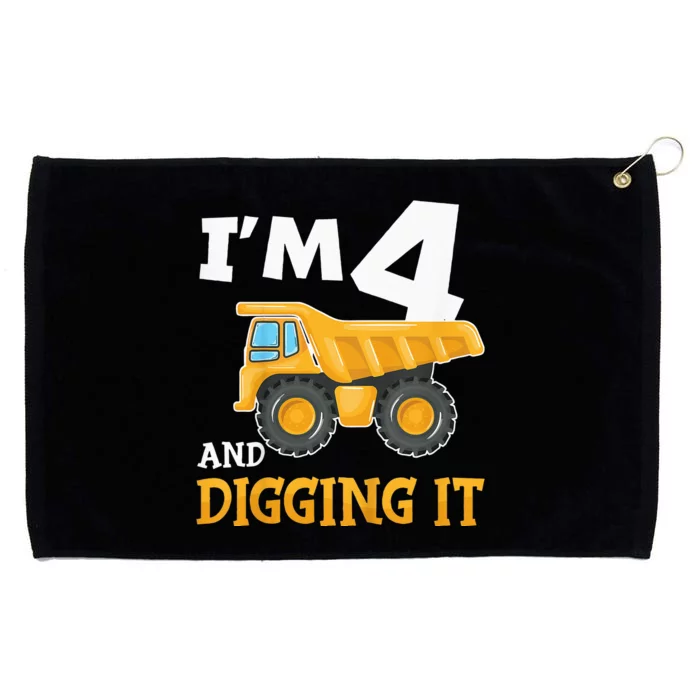 Four 4yr 4th Birthday Construction Boy 4 Years Old Grommeted Golf Towel