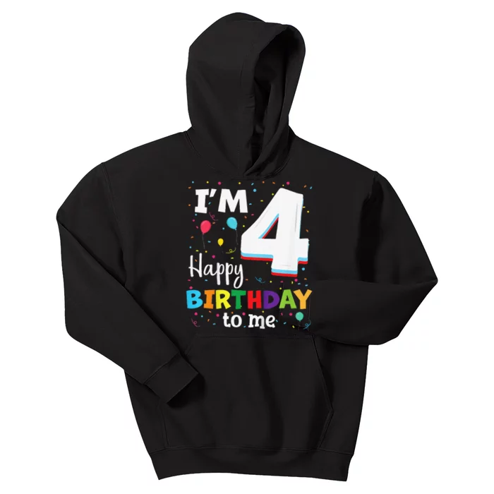 Four 4yr 4th Birthday Happy Birthday 4 Years Old Kids Hoodie